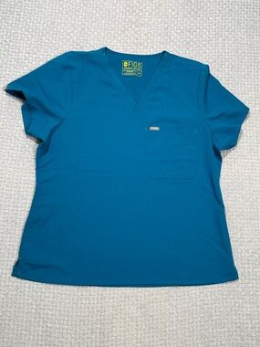 Figs Catarina One Pocket Scrub Top Teal Blue  Size XXL